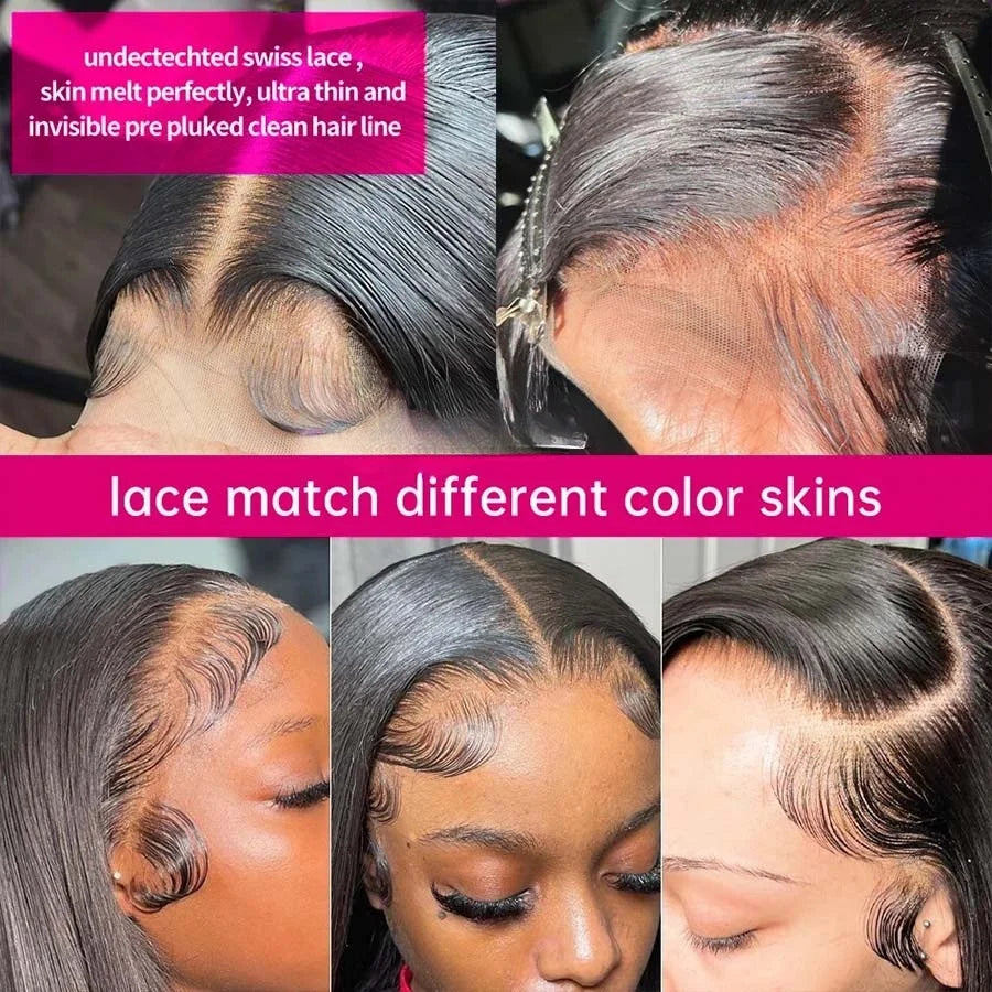 Straight Glueless Wigs Human Hair Bone Straight 13x6 HD Lace Frontal Wig 100% Human Hair Brazilian 5x5 Closure Wig For Women