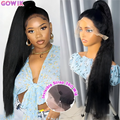 360 Full Lace Wig Kinky Straight Human Hair Wigs Pre Plucked Hd Lace Front Wig 250 Density Black Brazilian Wigs Original 30 Inch