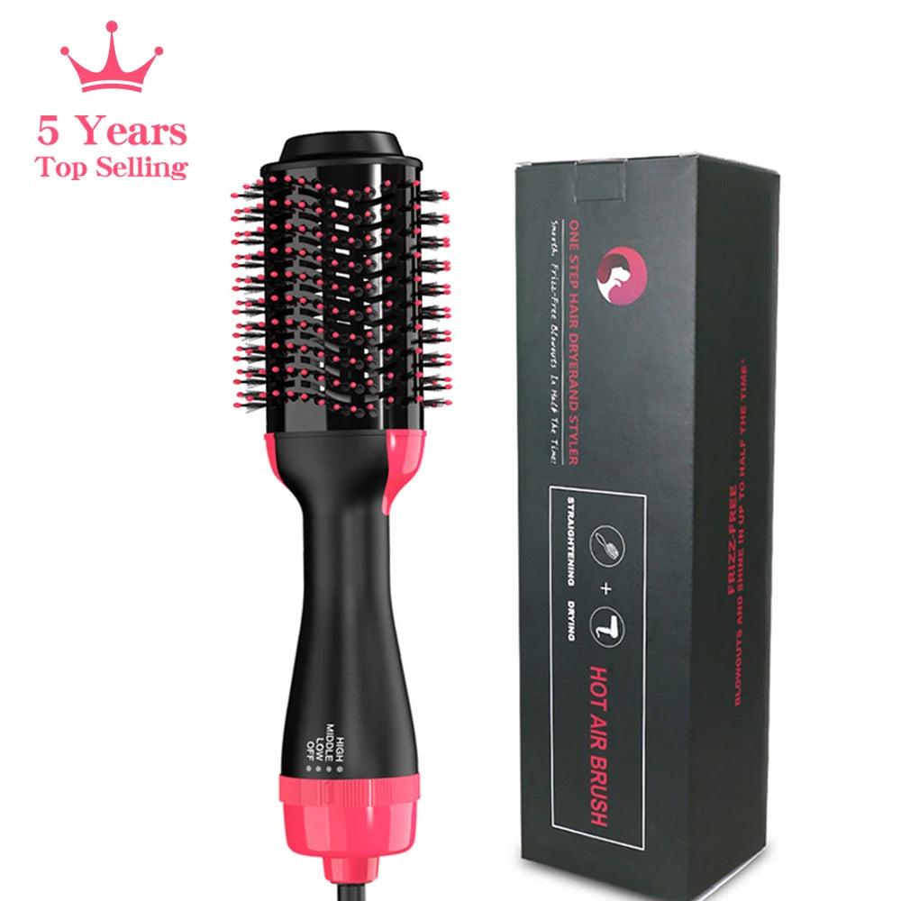 3-in-1 Hot Air Brush – One-Step Hair Dryer & Volumizer | 1000W | Negative Ion Technology | Dual Voltage