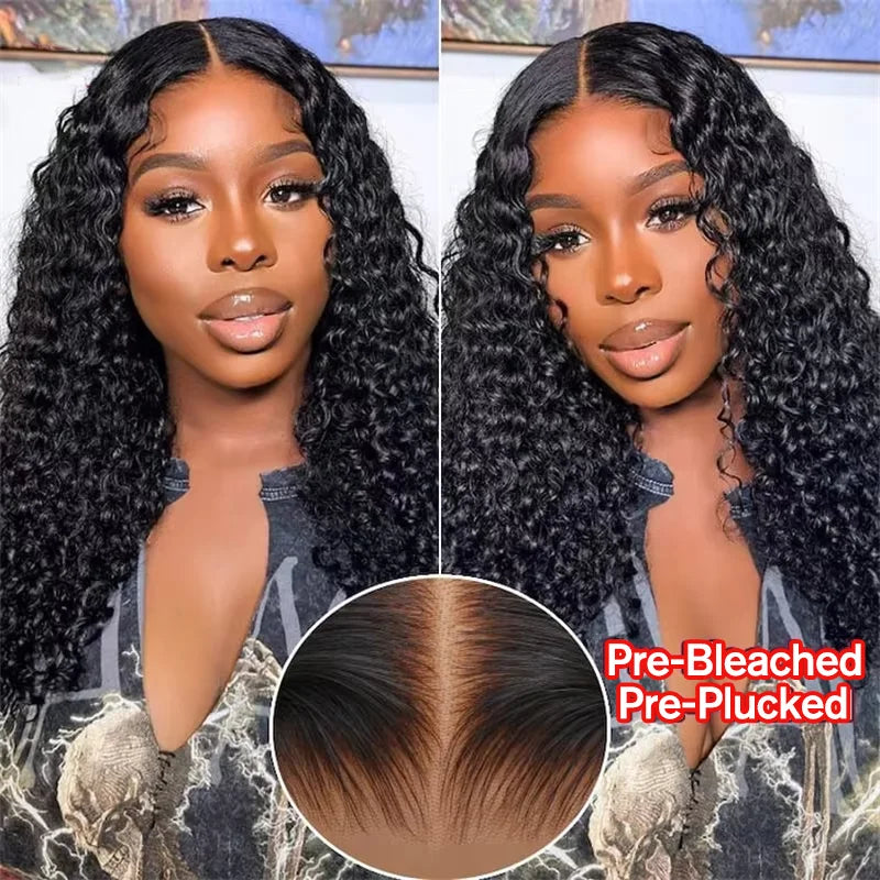 250% Kinky Curly Glueless Wig Human Hair Ready to Wear 30 Inch Curly Wigs Pre Cut 7x5 Lace Wig Deep Wave Human Hair Preplucked