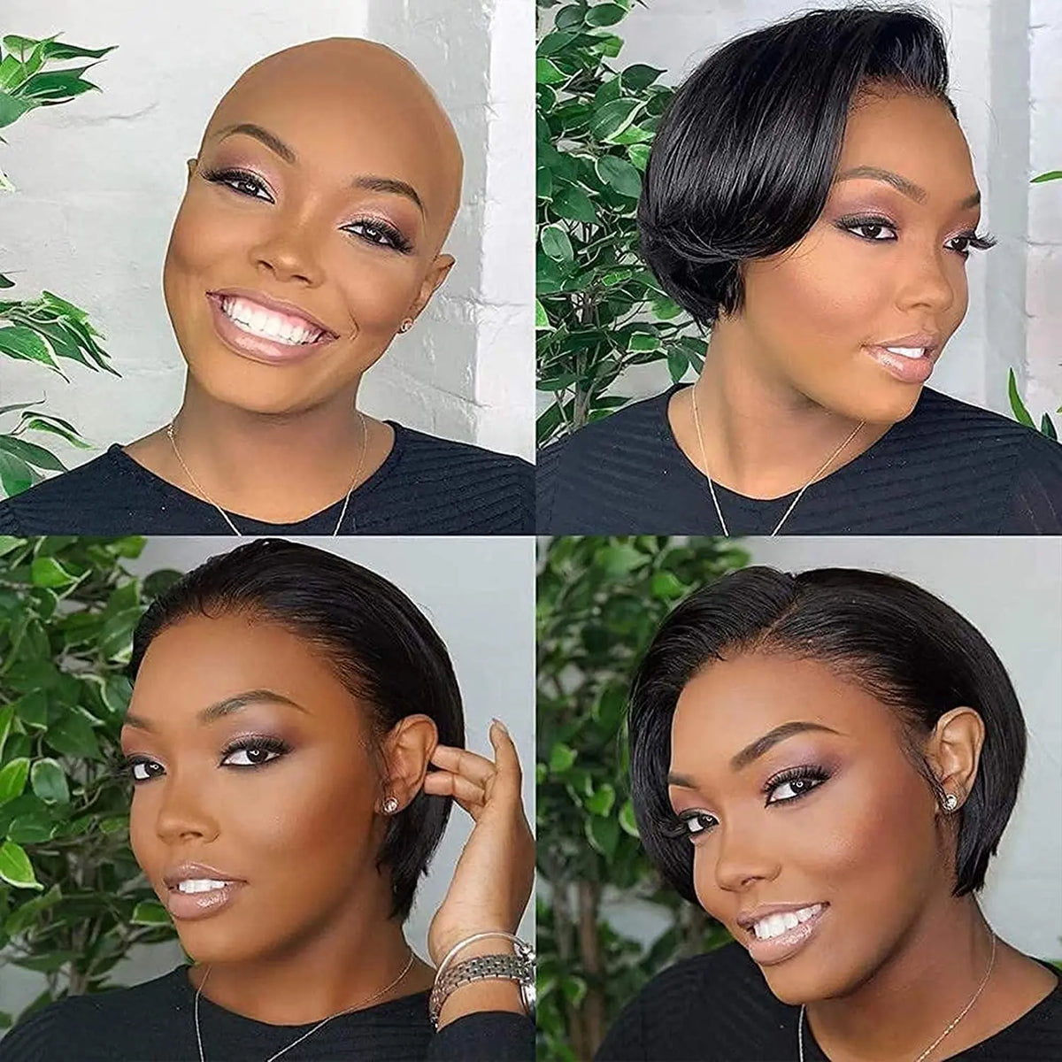 Pixie Cut Straight Bob Wig – 13x4 Lace Front & T-Part | Brazilian Remy Human Hair | 150% & 200% Density | 6" | For Women