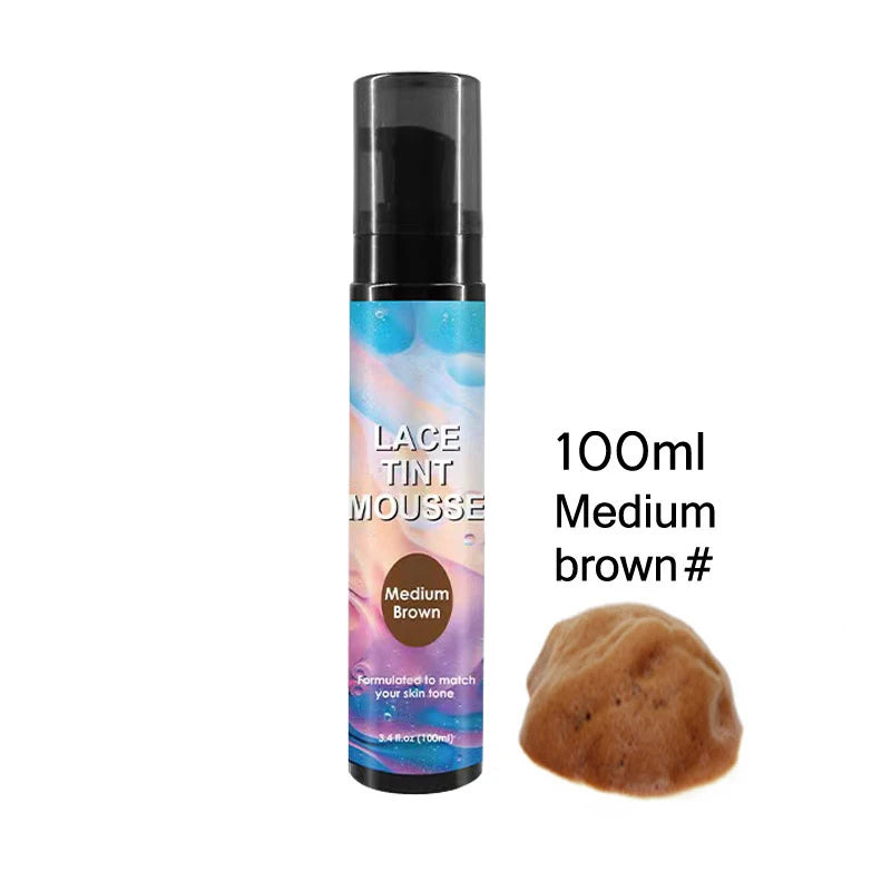 Flechazo Lace Tint Spray For Wigs Dark Brown Middle Brown Light Brown Lace Tinted Spray Lace Tinting Mousse For Lace Melt 100ML