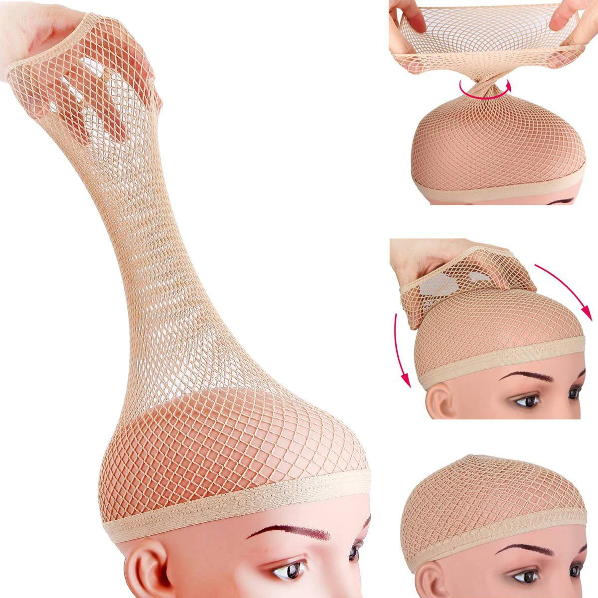 Mesh Wig Cap for Long & Thick Hair – Stretchy Nylon Hair Net for Wigs | Black & Brown