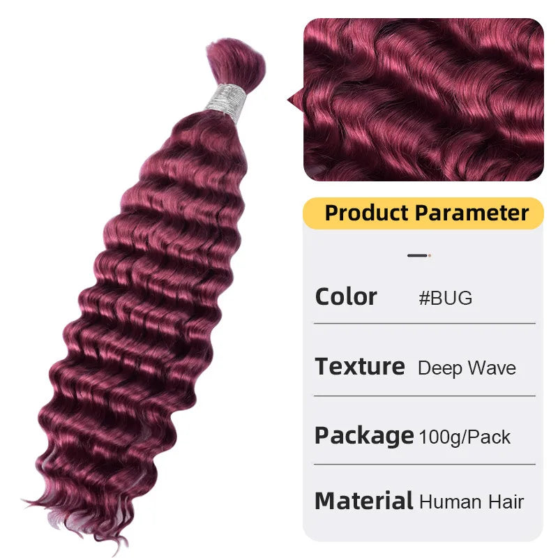 12A Human Braiding Hair for Boho Braids Color 613 27 Highlight Deep Wave Bulk Human Hair for Braiding Knotless Wet and Wavy Wigs