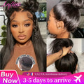30 38 Inch Natural Black 360 Lace Front Straight Human Hair Wigs HD Transparant Full Lace  Wigs Human Hair Pre Plucked