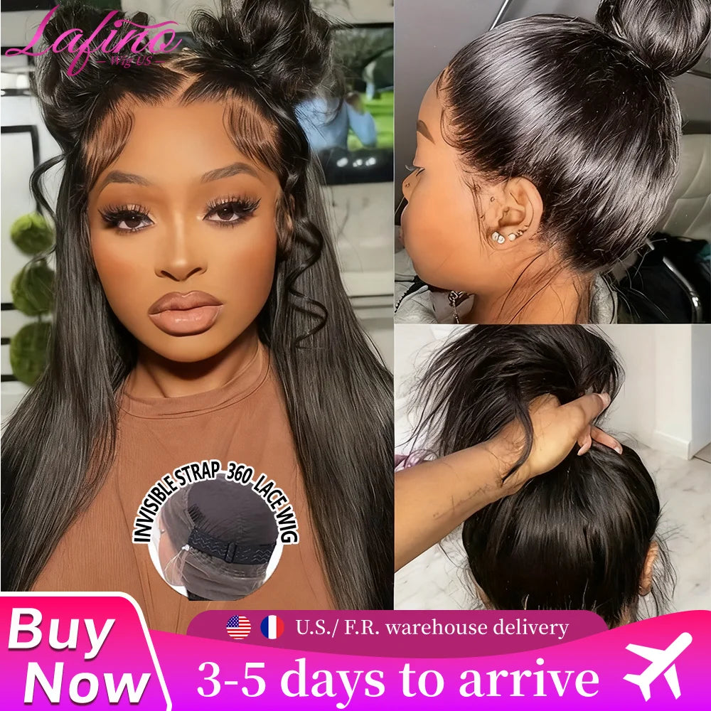 30 38 Inch Natural Black 360 Lace Front Straight Human Hair Wigs HD Transparant Full Lace  Wigs Human Hair Pre Plucked