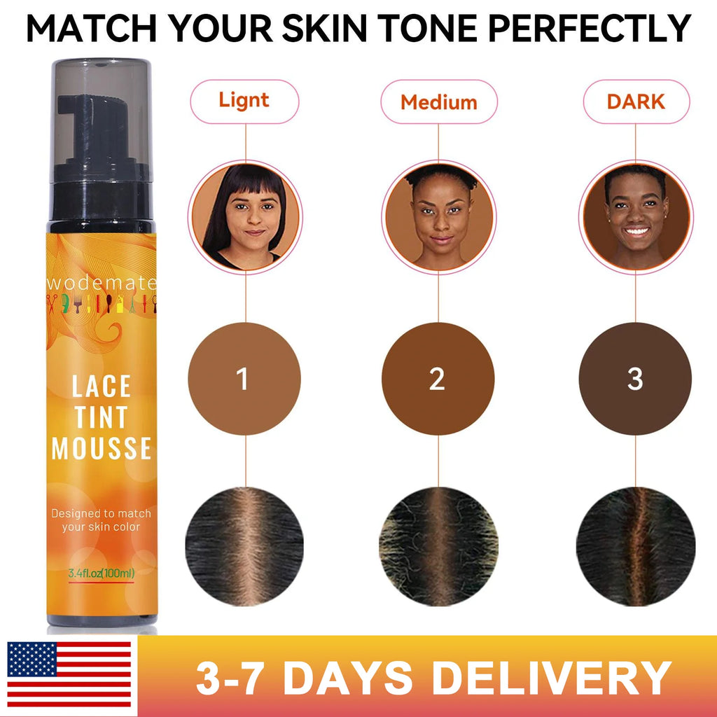 Lace Tint Mousse Waterproof Lace Tint Spray For Lace Wig Light Brown Hair Dye Quick Dry  Wig Grids Concealer No Residue