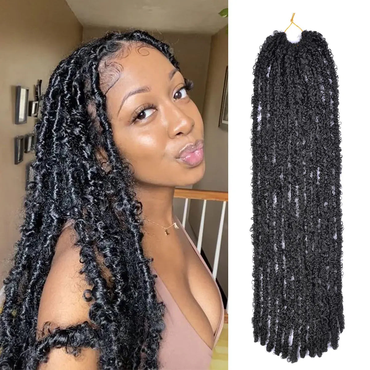 Butterfly Locs Crochet Hair Dreadlocks Meche Faux Locks Crochet Hair Braids Extensions Soft Locks Curly Braid Synthetic Hair