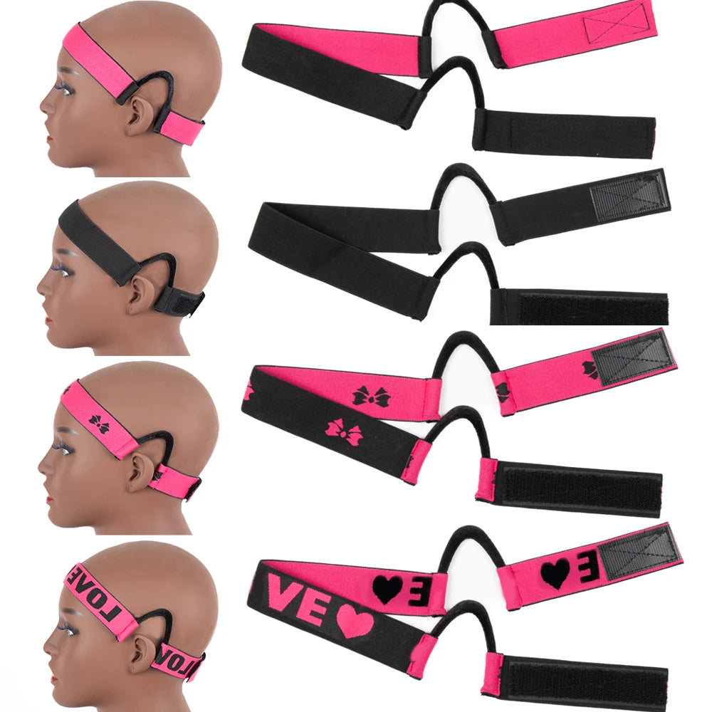Lace Melt Wig Band with Ear Hanger – Adjustable Edge Wrap for Wig Installation | Black & Pink | 1 & 3 Pcs
