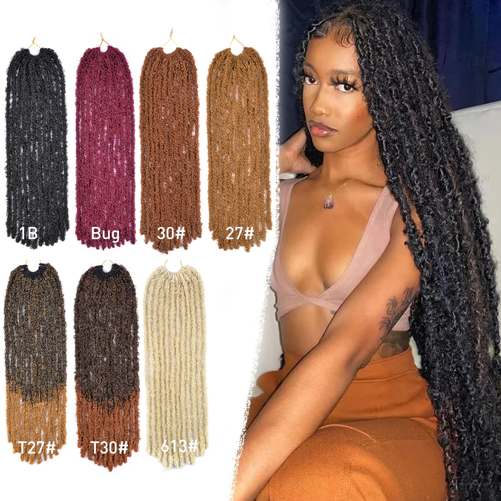 Butterfly Locs Crochet Hair Dreadlocks Meche Faux Locks Crochet Hair Braids Extensions Soft Locks Curly Braid Synthetic Hair