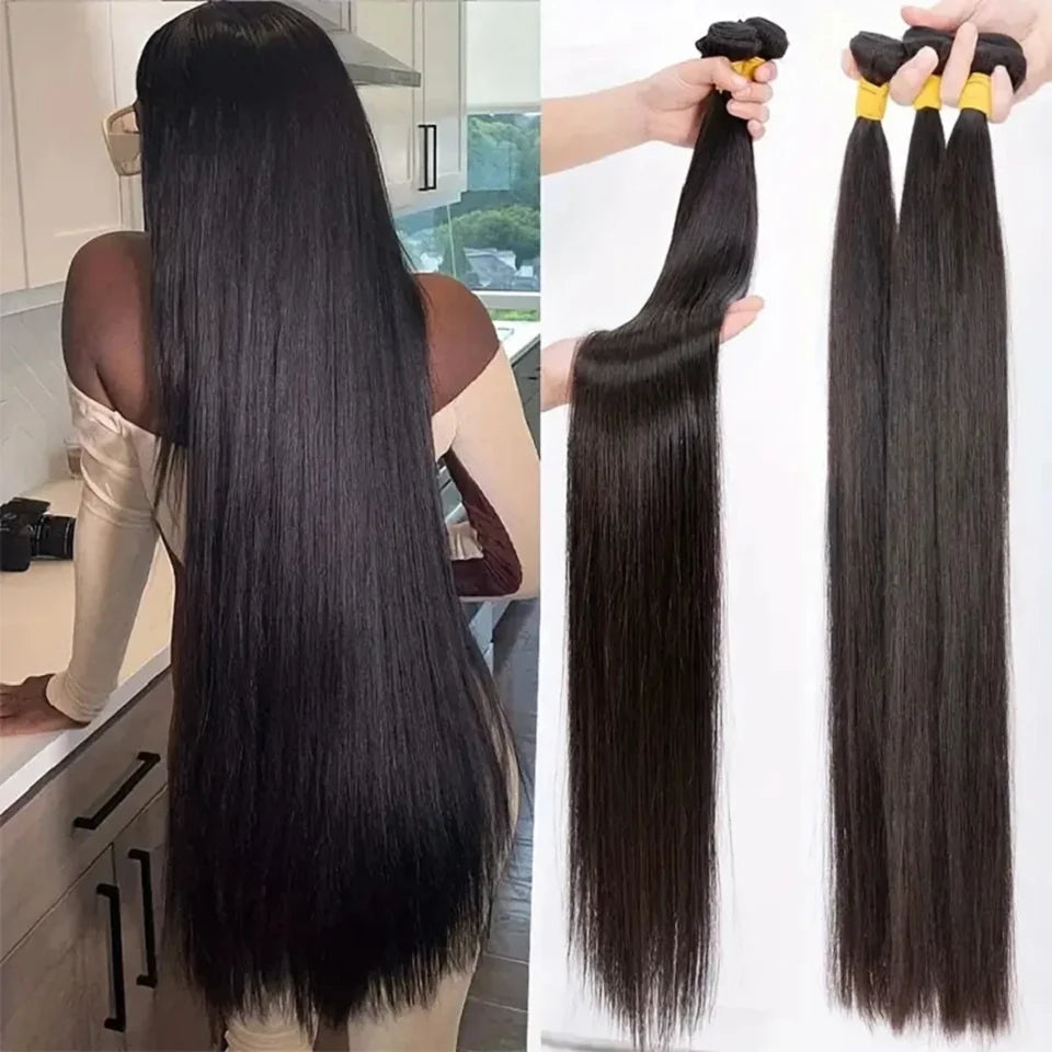 8-40 Inch Bone Straight Human Hair Weave Bundles Deal Raw Virgin Unprocessed Human Hair Extensions 1/3/4 Pcs Bundles Double Weft
