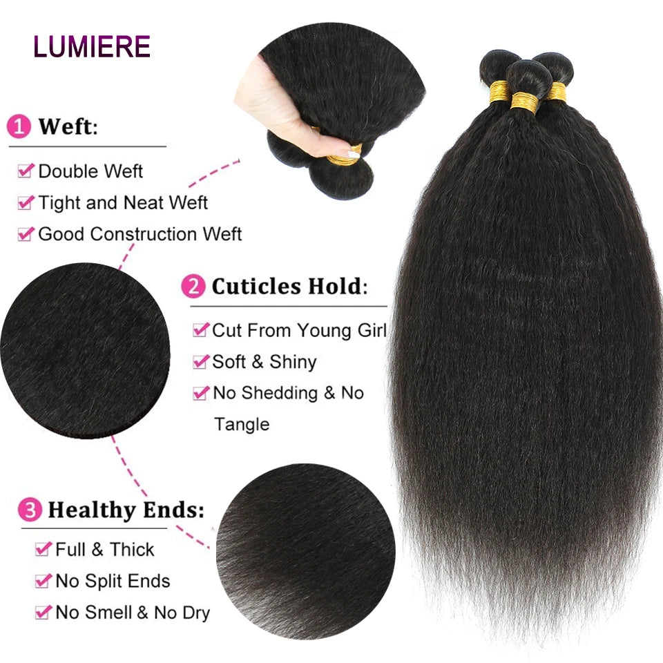 Kinky Yaki Straight Human Hair Bundles – Virgin Unprocessed | VS Society Hair