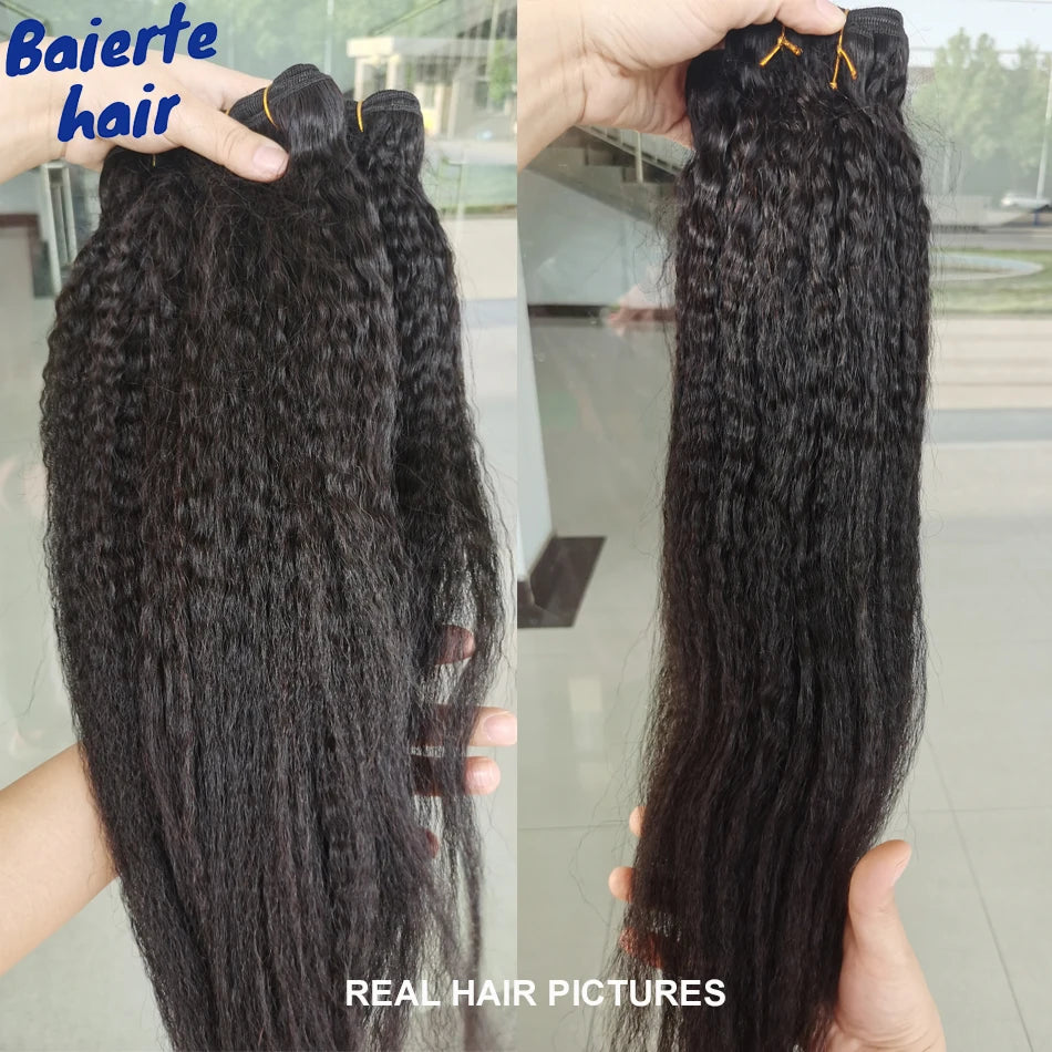 Brazilian Kinky Straight Hair Bundles – Yaki Texture Virgin Human Hair | 8–30 Inches | 3 & 4 Bundle Deals