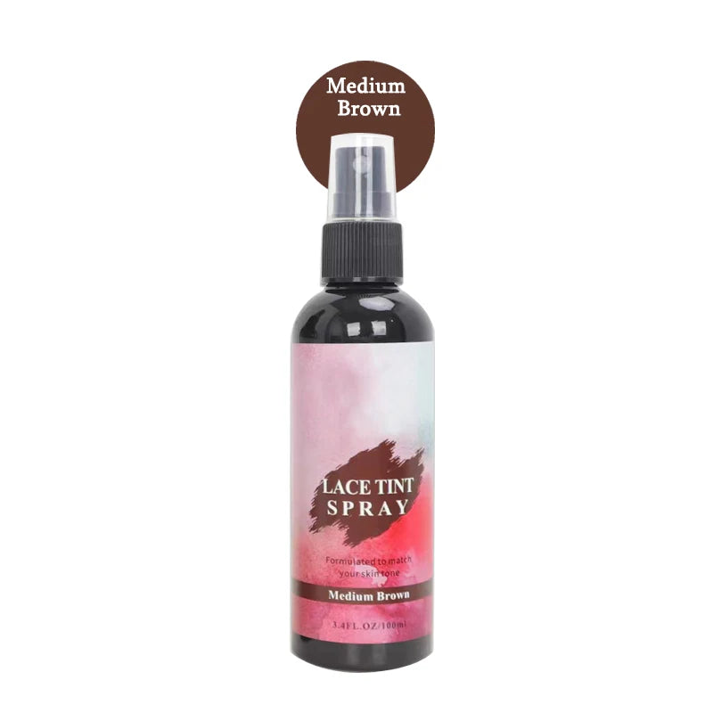 Flechazo Lace Tint Spray For Wigs Dark Brown Middle Brown Light Brown Lace Tinted Spray Lace Tinting Mousse For Lace Melt 100ML