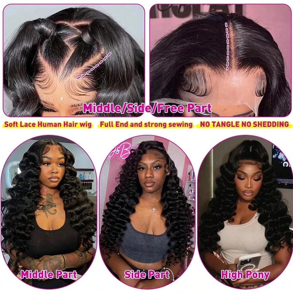 HD Deep Wave Lace Front Wig – 250% Density | 13x4 & 13x6 | Brazilian Remy Human Hair | 16–40 Inches