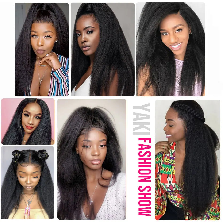 Yaki Kinky Straight Human Hair Wig – 13x4 HD Lace Front & 4x4 HD Closure | 150% & 180% Density | Pre-Plucked | 16"-36" | Ships from US