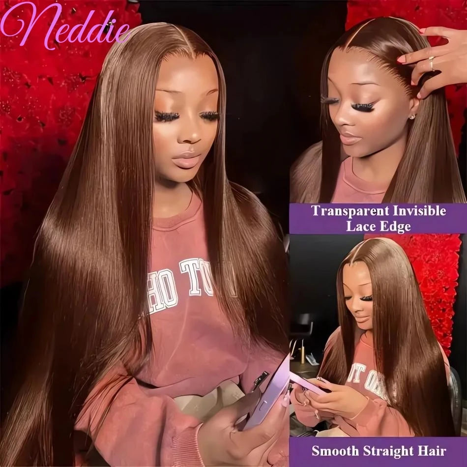 Chocolate Brown Lace Front Wig – 13x6 & 13x4 Straight Human Hair | 180% & 200% Density | 18"–34"