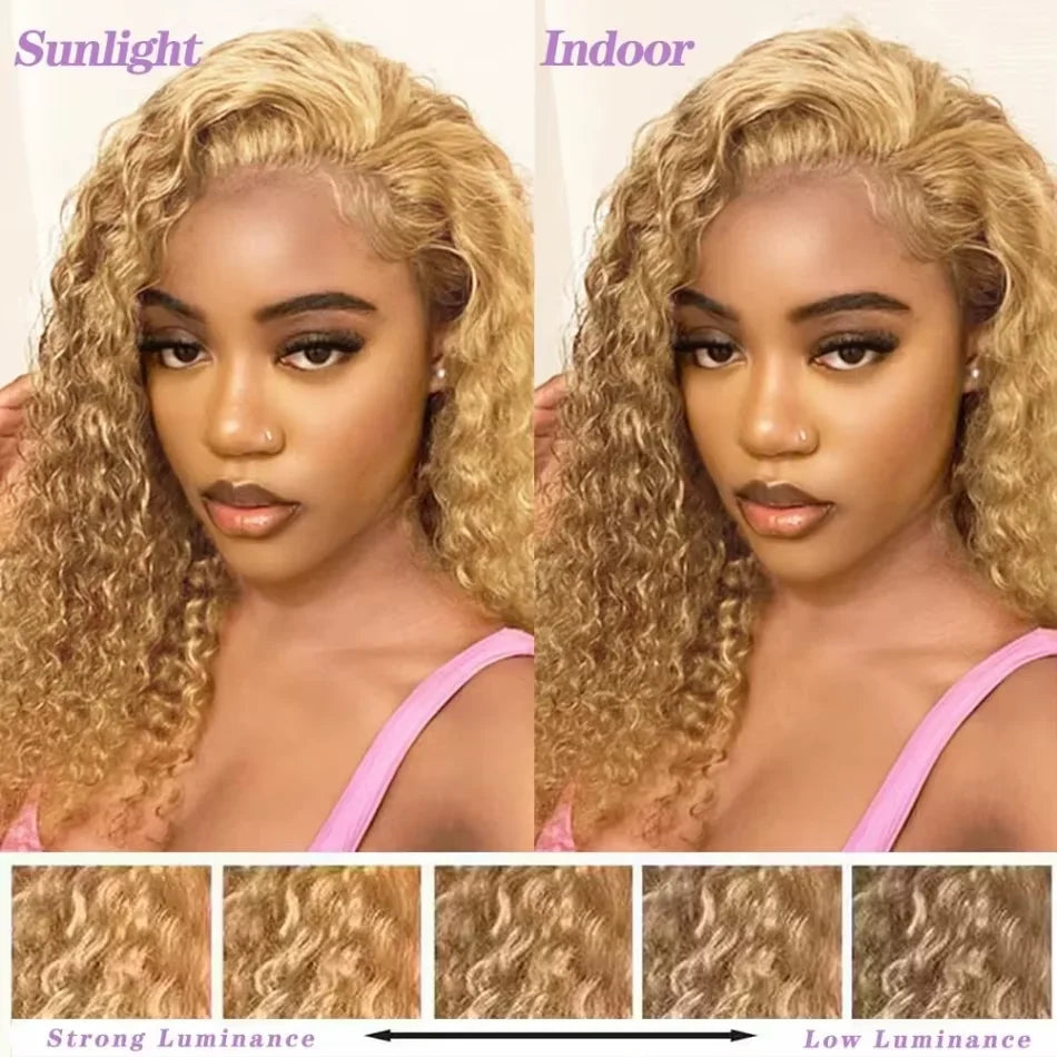 #27 Honey Blonde Deep Wave Wig – 13x4 & 13x6 HD Lace Front | 180% & 230% Density | Pre-Plucked | 18"-38" | Ships from US