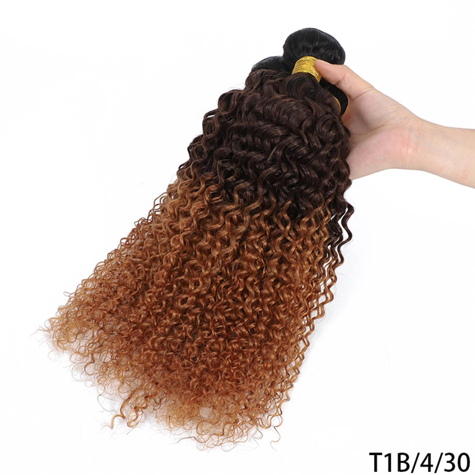 Kinky Curly Ombre Hair Bundles – Brazilian Remy Human Hair | Natural, T1B/30 & T1B/4/30 | 8–32 Inches