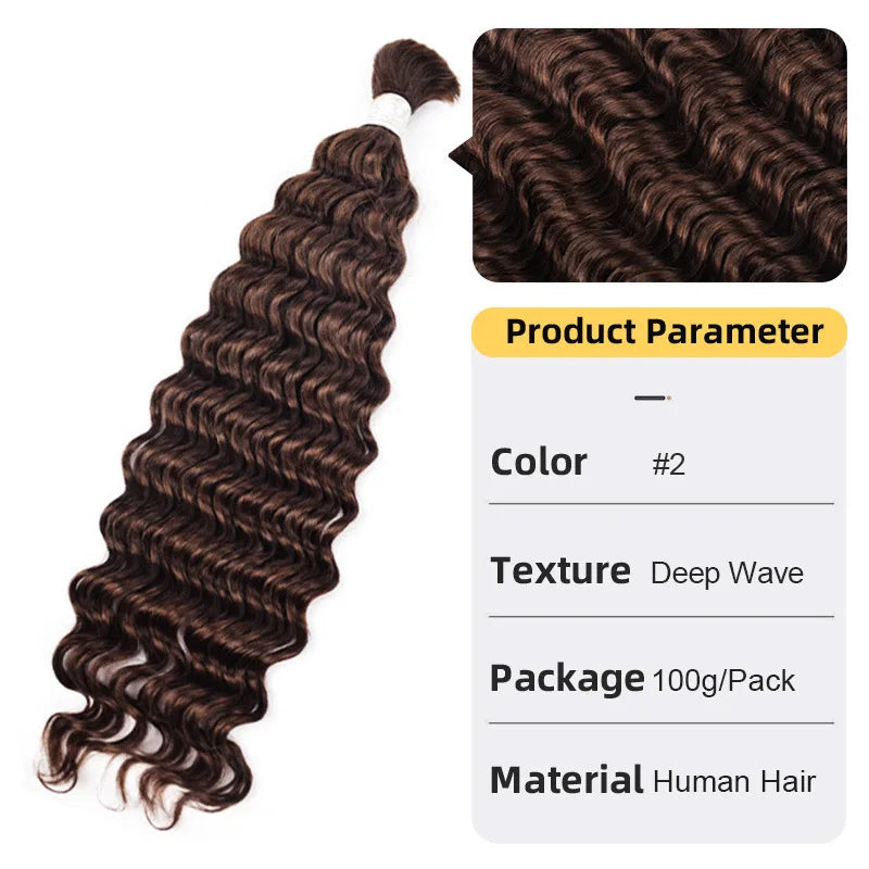 12A Human Braiding Hair for Boho Braids Color 613 27 Highlight Deep Wave Bulk Human Hair for Braiding Knotless Wet and Wavy Wigs
