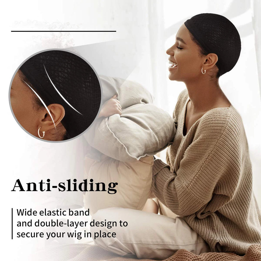 Mesh Wig Cap for Long & Thick Hair – Stretchy Nylon Hair Net for Wigs | Black & Brown