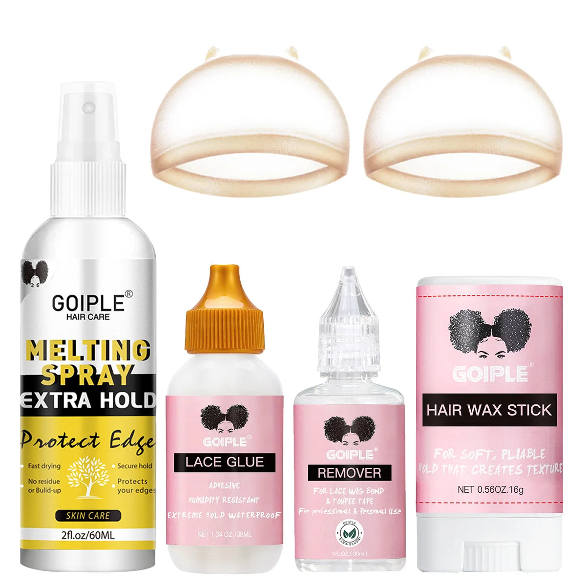 Wig Adhesive Kit – Waterproof Wig Glue, Melting Spray, Edge Control & Hair Wax Stick | Goiple