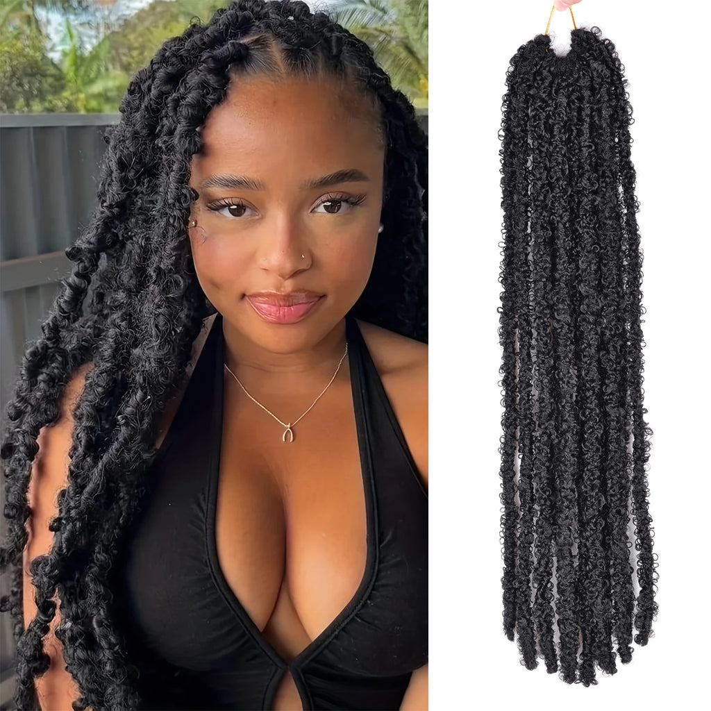 Butterfly Locs Crochet Hair Dreadlocks Meche Faux Locks Crochet Hair Braids Extensions Soft Locks Curly Braid Synthetic Hair