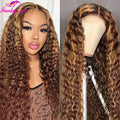 Highlight Honey Blonde Wig – Water Wave & Deep Curly | 13x4, 13x6, 5x5 Lace | Ombré 4/27 | 16"-34"