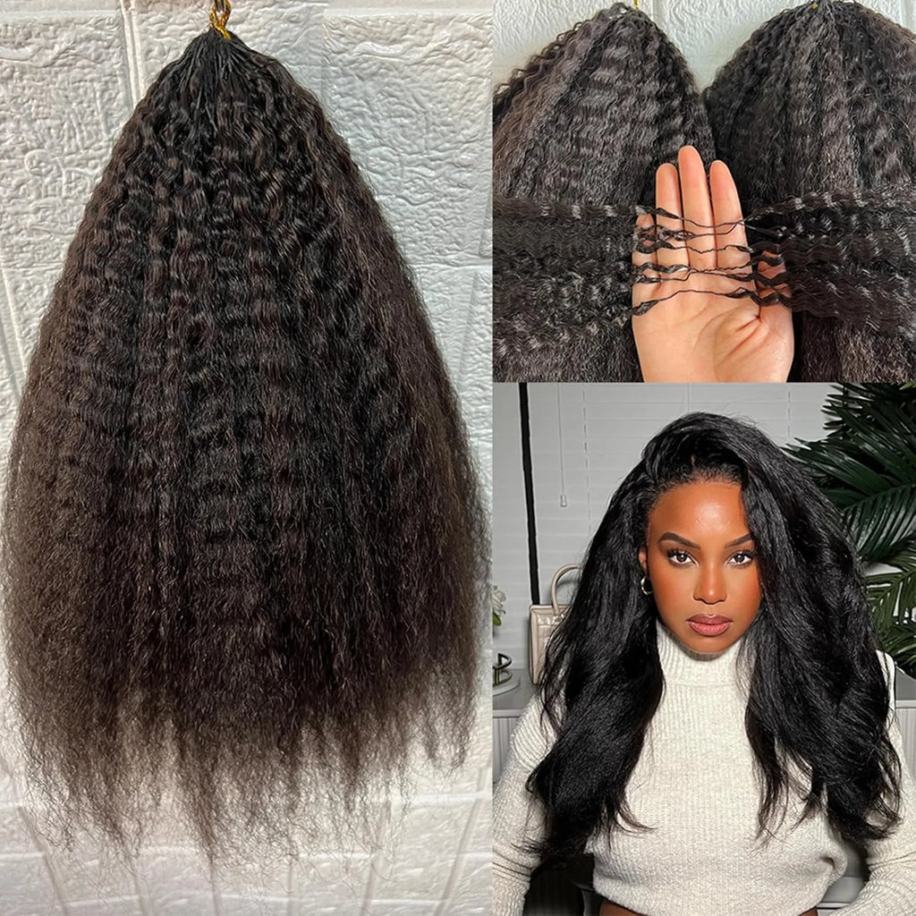 Kinky Straight Crochet Hair Extensions | Knotless Pre-Separated | 100% Brazilian Human Hair | 1 to 5 Packs | 14"-24" | VS HAIR