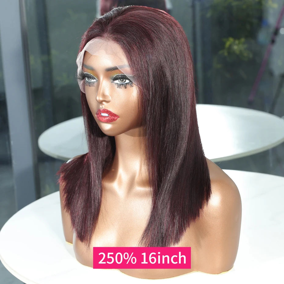 #99J Burgundy Straight Bob Wig – 13x4, 13x6, 5x5 & 2x6 Lace | 250% & 300% Density | Raw Vietnamese Hair | 10"-18"