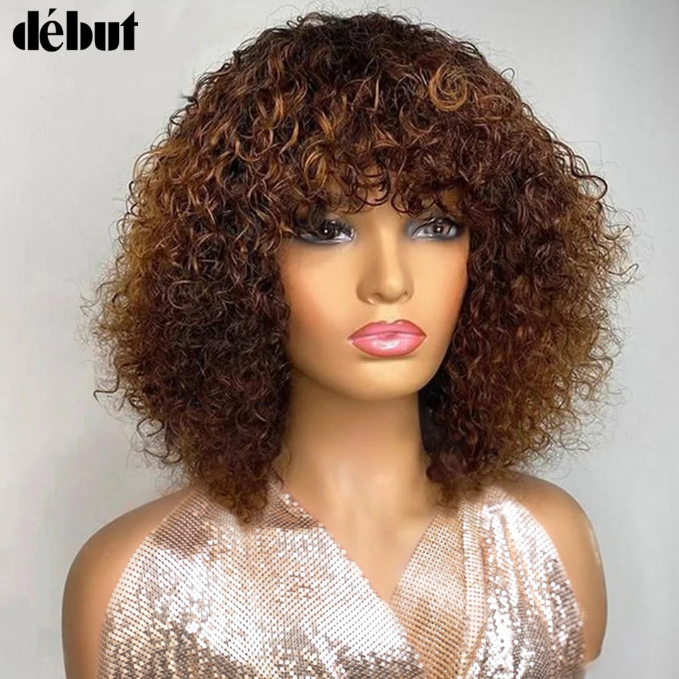 Jerry Curly Pixie Bob Cut Wig – 100% Human Hair | Short Curly Wig with Bangs | 180% Density | 10–16 Inches