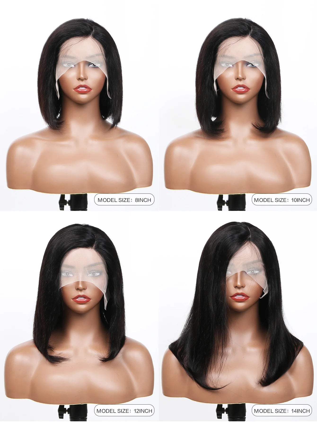 Short Bob Lace Wig | Straight Human Hair | 4x4 / 13x4 / 13x5x2 / Side Part | 180% Density | 8"-16" | VS HAIR