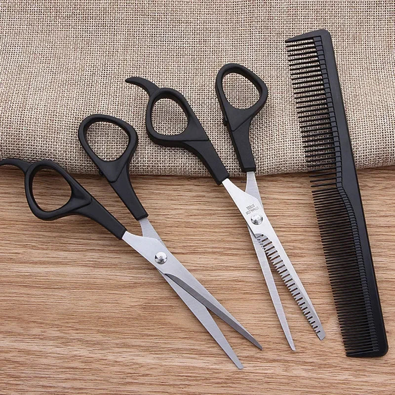 Professional Hair Scissors Set – 3 Pcs | Cutting Shears + Thinning Scissors + Comb | Stainless Steel | For Wigs & Natural Hair