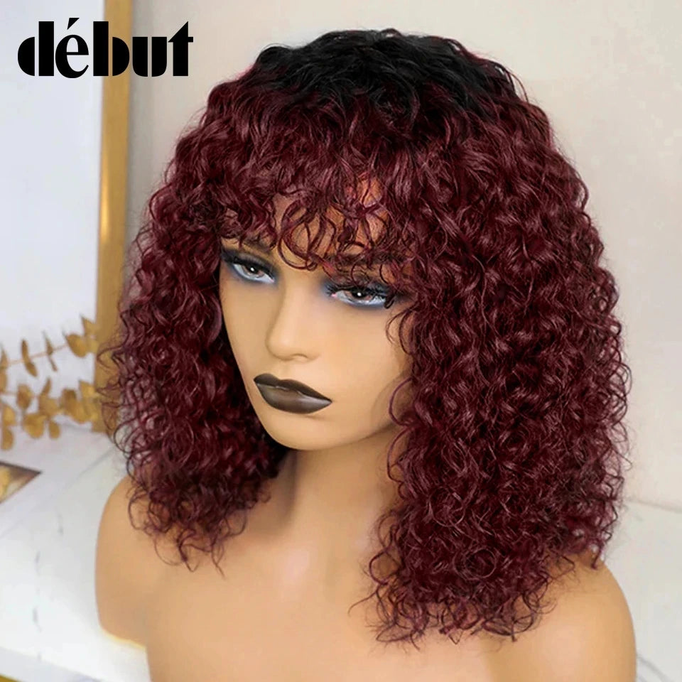 Jerry Curly Pixie Bob Cut Wig – 100% Human Hair | Short Curly Wig with Bangs | 180% Density | 10–16 Inches