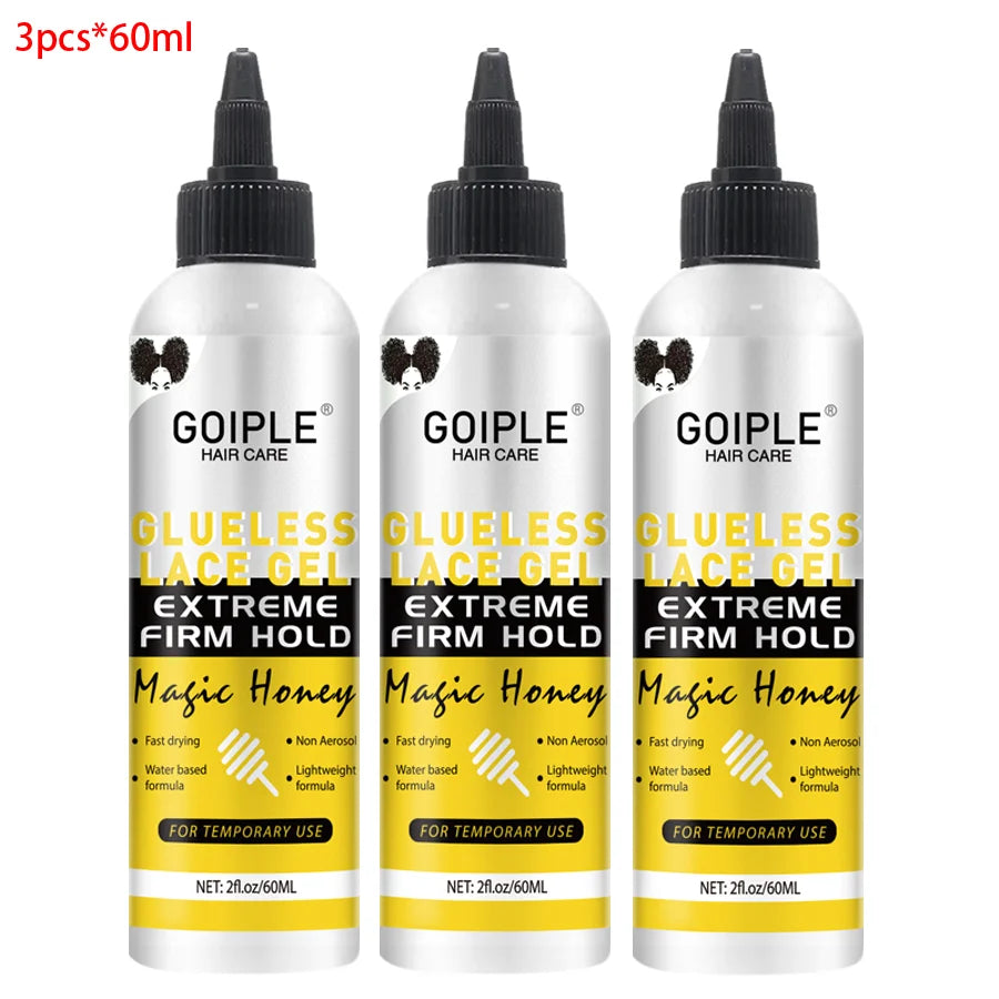 GOIPLE 2fl.oz Washable Glue Less Lace Gel Extreme Firm Hold Fast Drying Natural Wig Formula Adhesive for Temporary Use