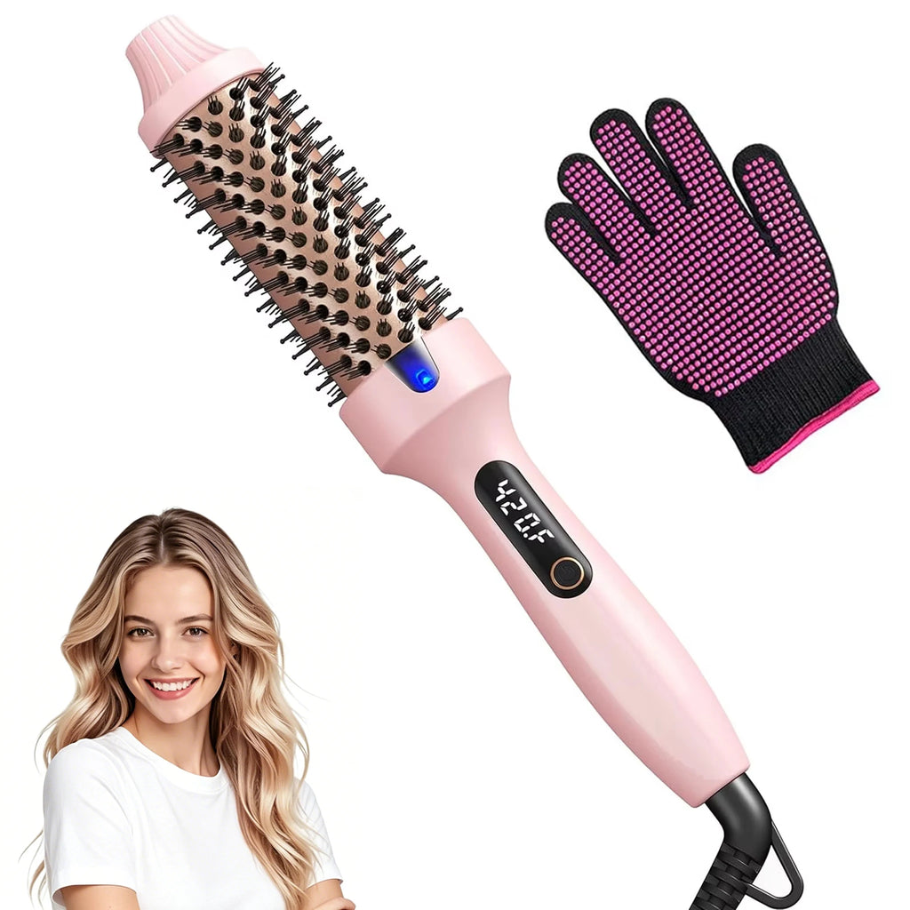1.5" Heated Round Brush – Thermal Styling Brush for Blowout, Curls & Volume | 6 Heat Settings | Dual Voltage | Negative Ion Technology