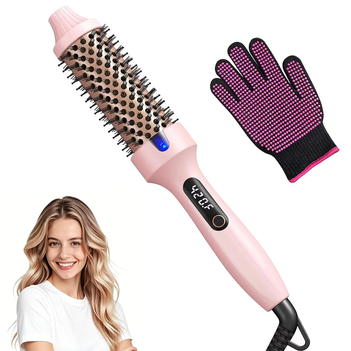 1.5" Heated Round Brush – Thermal Styling Brush for Blowout, Curls & Volume | 6 Heat Settings | Dual Voltage | Negative Ion Technology