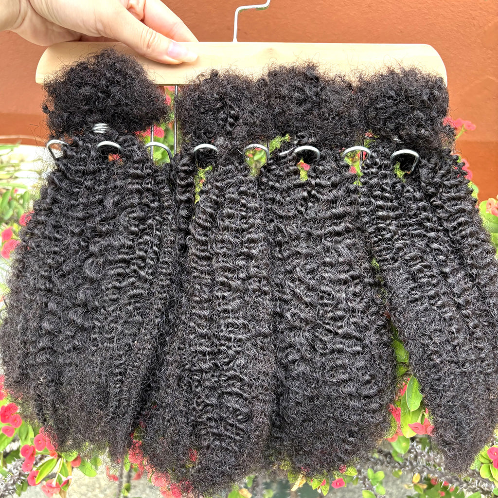 4C Afro Kinky Curly Human Hair Bulk Extensions – No Weft | Micro Locs, Braids & Twists