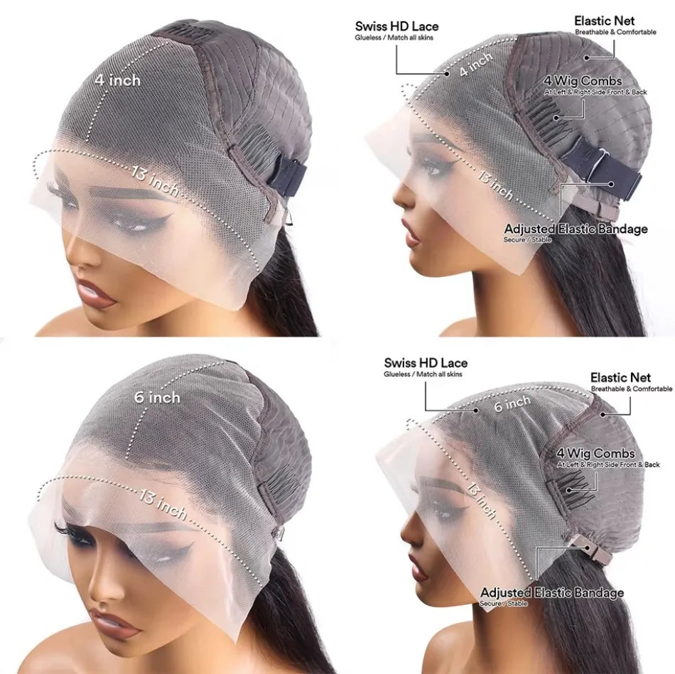 Short Bob Wig Human Hair Straight 13X6 Hd Transparent Lace Frontal Wig Brazilian Glueless 5X5 Hd Lace Closure Wig Natural Black