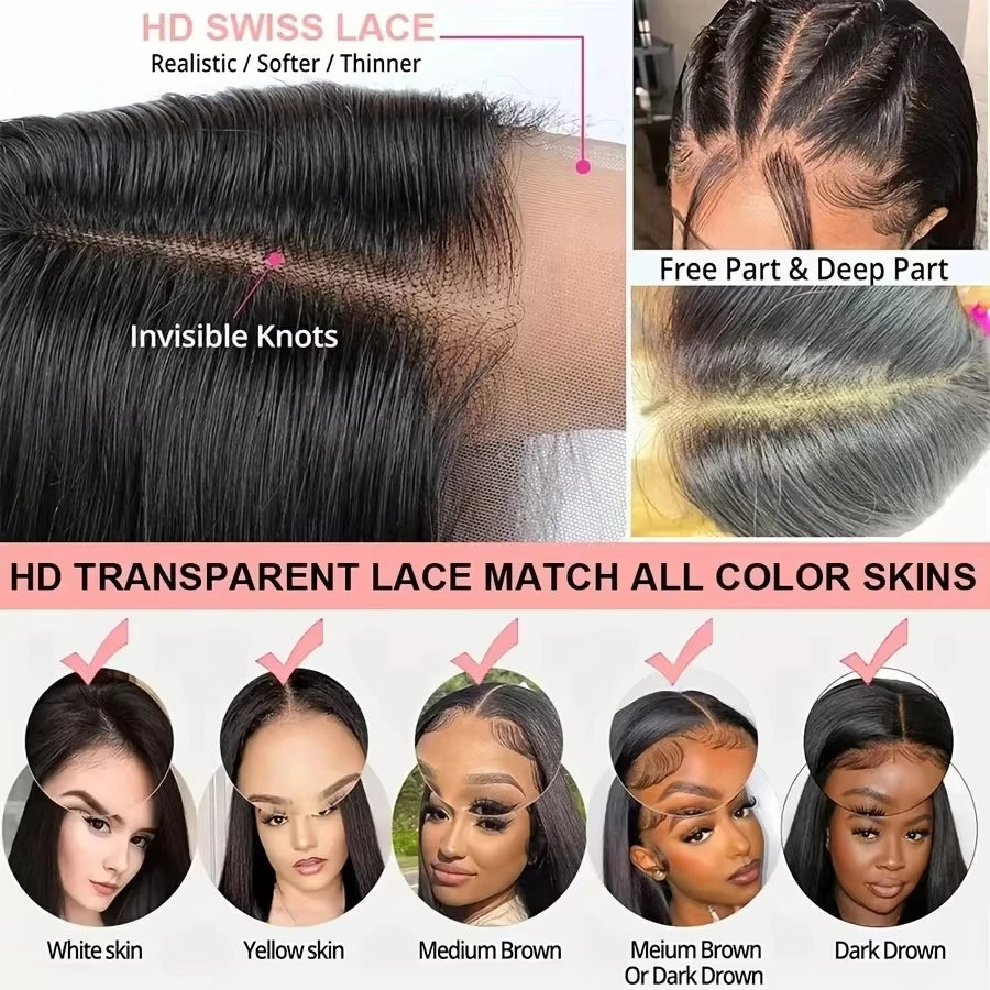 250% Brazilian Straight Human Hair Lace Wig