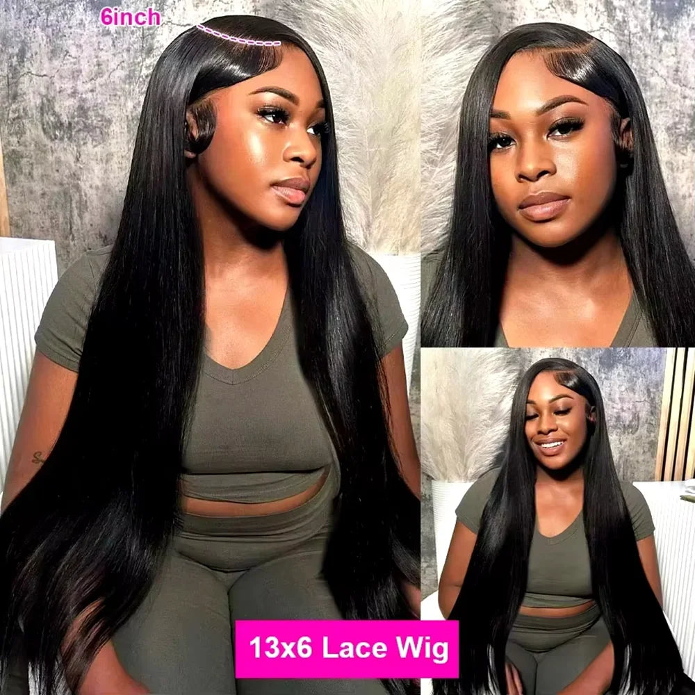40 46 Inch 220 Density 13x4 13x6 Full Frontal 360 HD Transparent Lace Long Straight 7x6 Closure Human Hair Pre plucked Wigs