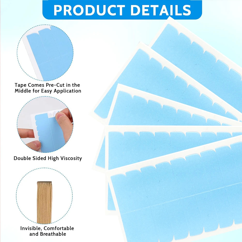 Double Sided Hair Extension Tape – Adhesive Replacement Tabs for Tape-In Extensions | 36 to 780 Pcs