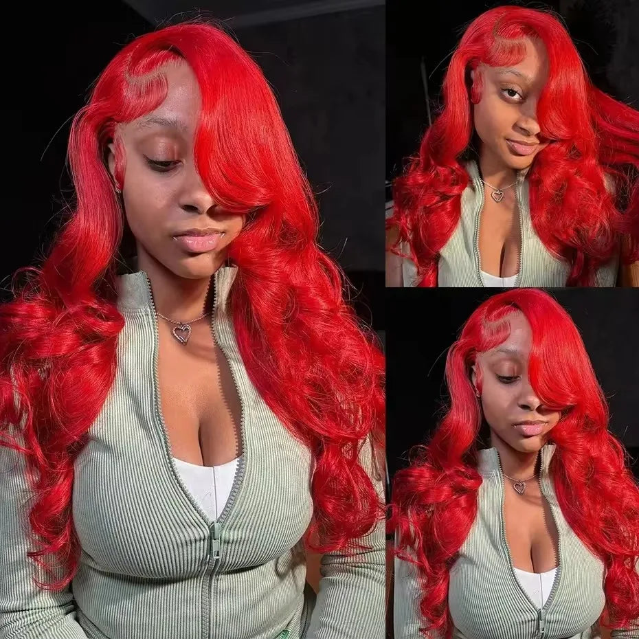 Hot Red 13x6 Hd Lace Frontal Human Hair Wigs Brazilian Colored Body Wave Lace Front Wig 13x4 5x5 Closure Wig For Women