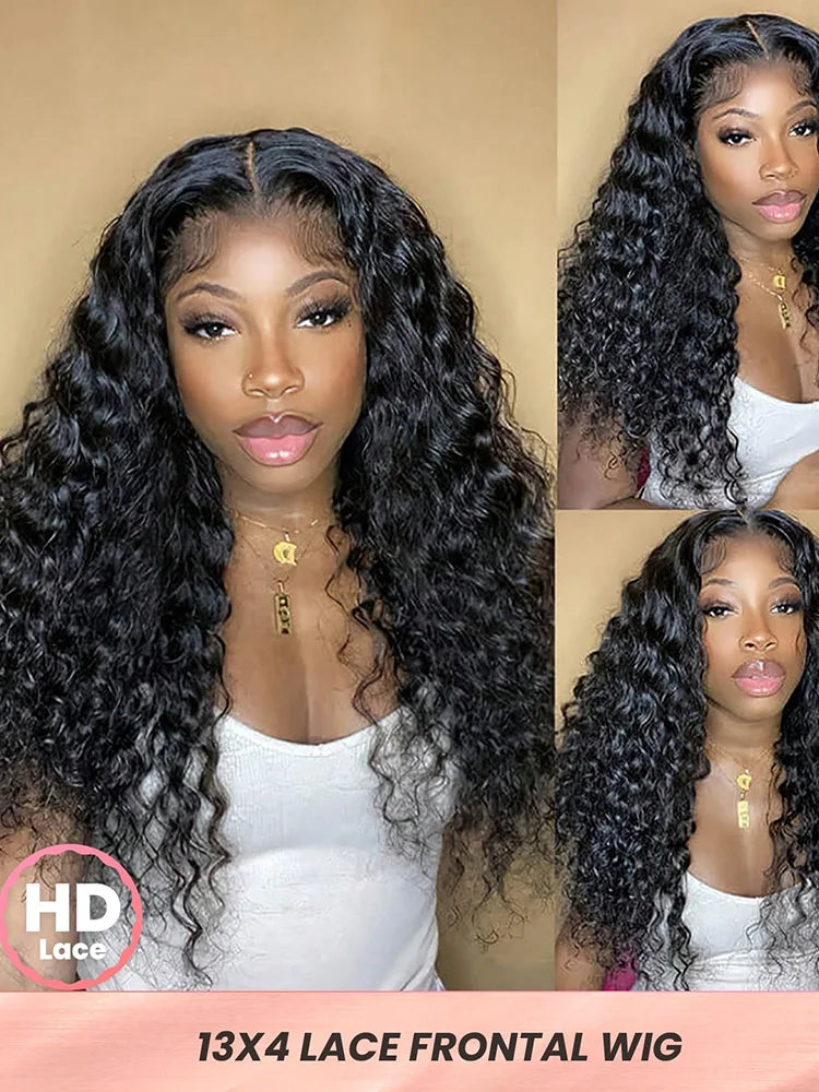 HD Deep Wave Lace Front Wig – 250% Density | 13x4 & 13x6 | Brazilian Remy Human Hair | 16–40 Inches