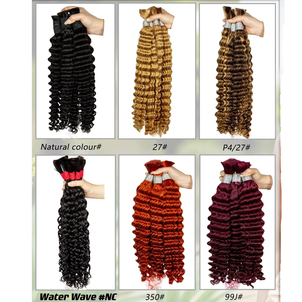 Ginger Orange & Deep Wave Bulk Human Hair for Boho Braids – No Weft | Braiding Extensions