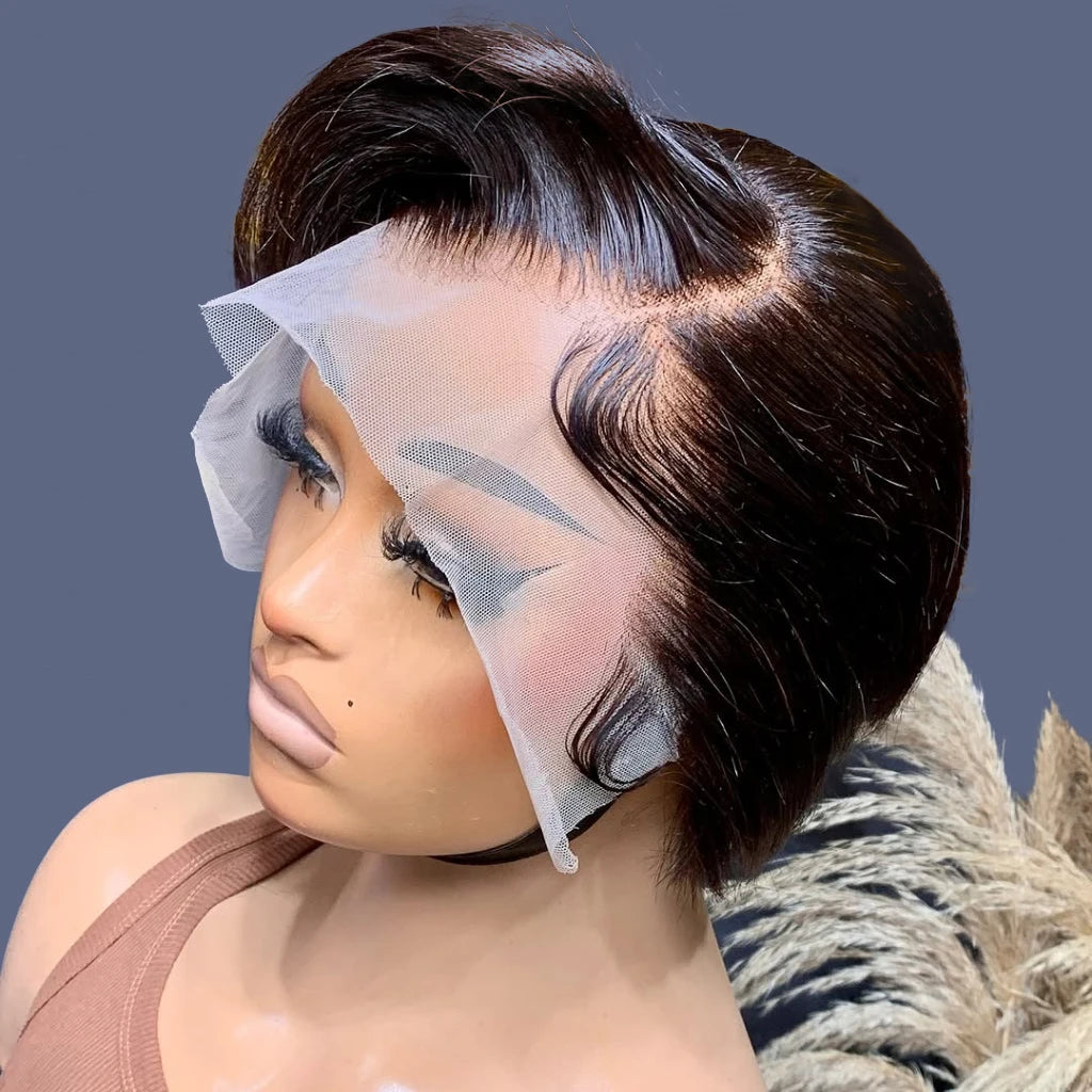 Pixie Cut Straight Bob Wig – 13x4 Lace Front & T-Part | Brazilian Remy Human Hair | 150% & 200% Density | 6" | For Women