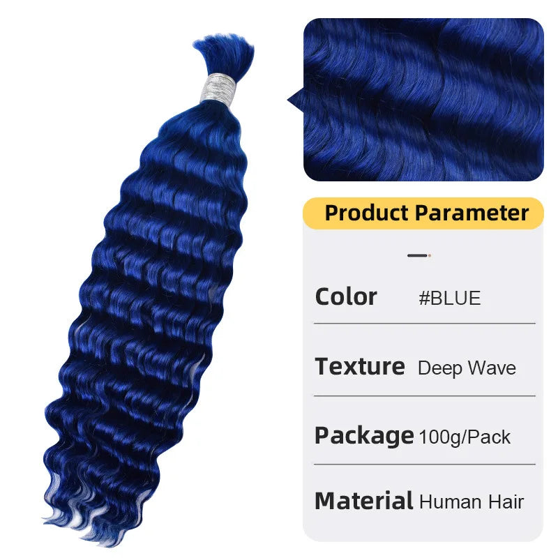 12A Human Braiding Hair for Boho Braids Color 613 27 Highlight Deep Wave Bulk Human Hair for Braiding Knotless Wet and Wavy Wigs
