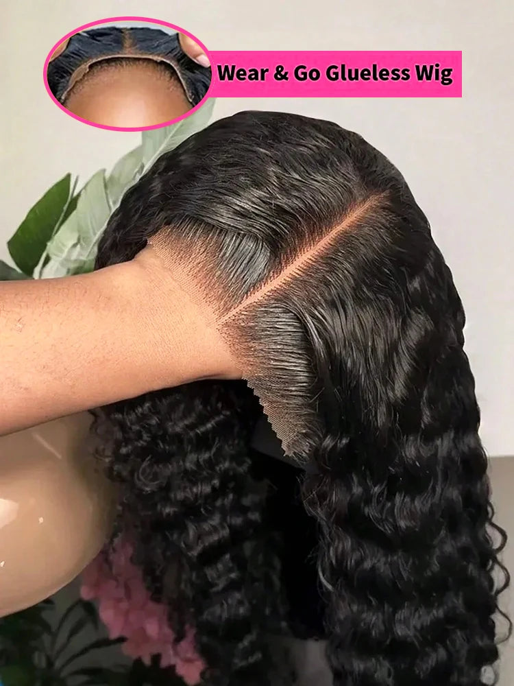 Deep Wave 13x6 HD Glueless Wear And Go Wigs 100% Human Hair For Women 250% Water Wave Curly Lace Front human hair Wig On Sale