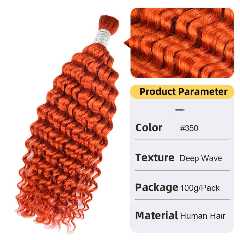 12A Human Braiding Hair for Boho Braids Color 613 27 Highlight Deep Wave Bulk Human Hair for Braiding Knotless Wet and Wavy Wigs
