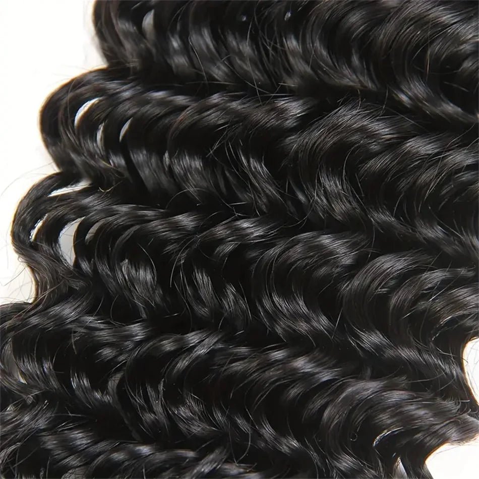 Deep Wave Human Hair Bundles Curly Hair Brazilian Weaving 28 30 Inch Natural Human Hair Remy Loose Deep Wave Hair Bundles